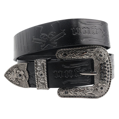 Rhinestone Western Style Cowhide Leather Belt