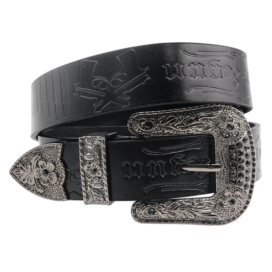 Rhinestone Western Style Cowhide Leather Belt
