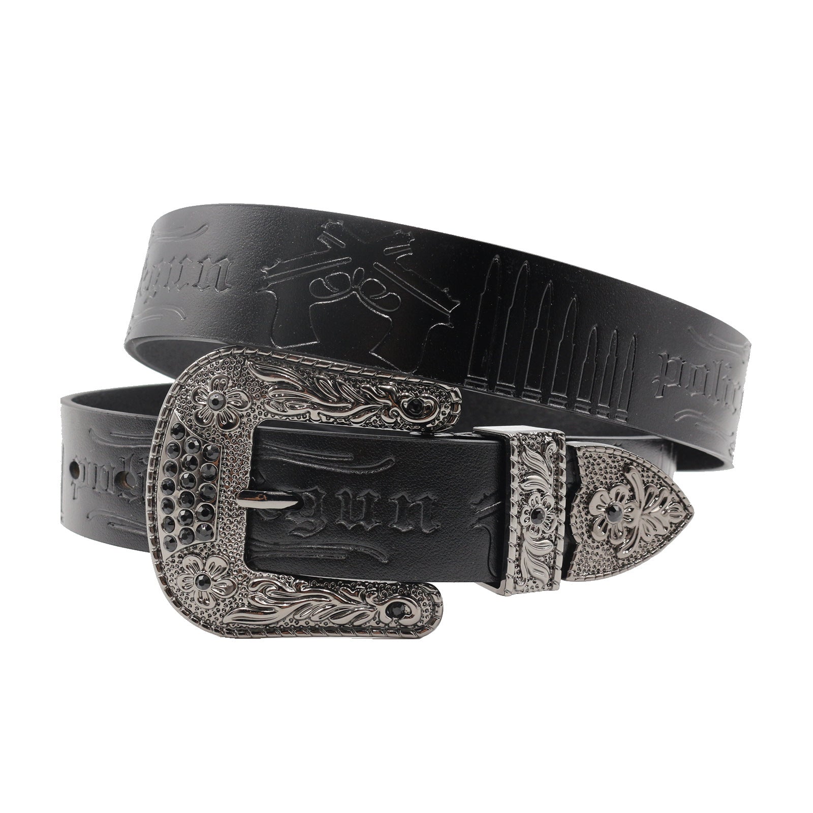Rhinestone Western Style Cowhide Leather Belt