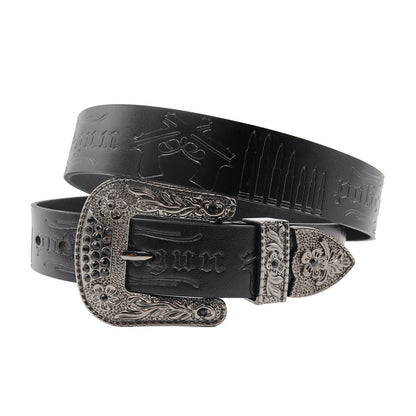 Rhinestone Western Style Cowhide Leather Belt