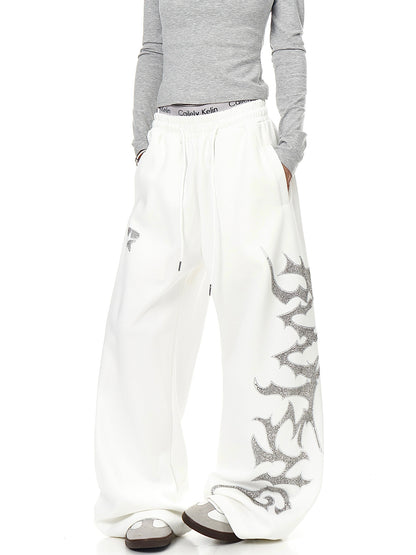 Rhinestone Wide Leg Sweatpants