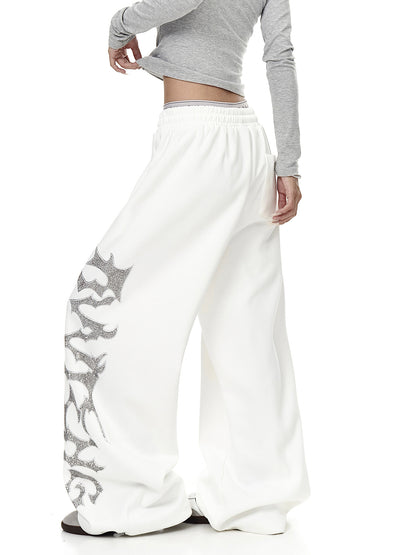 Rhinestone Wide Leg Sweatpants