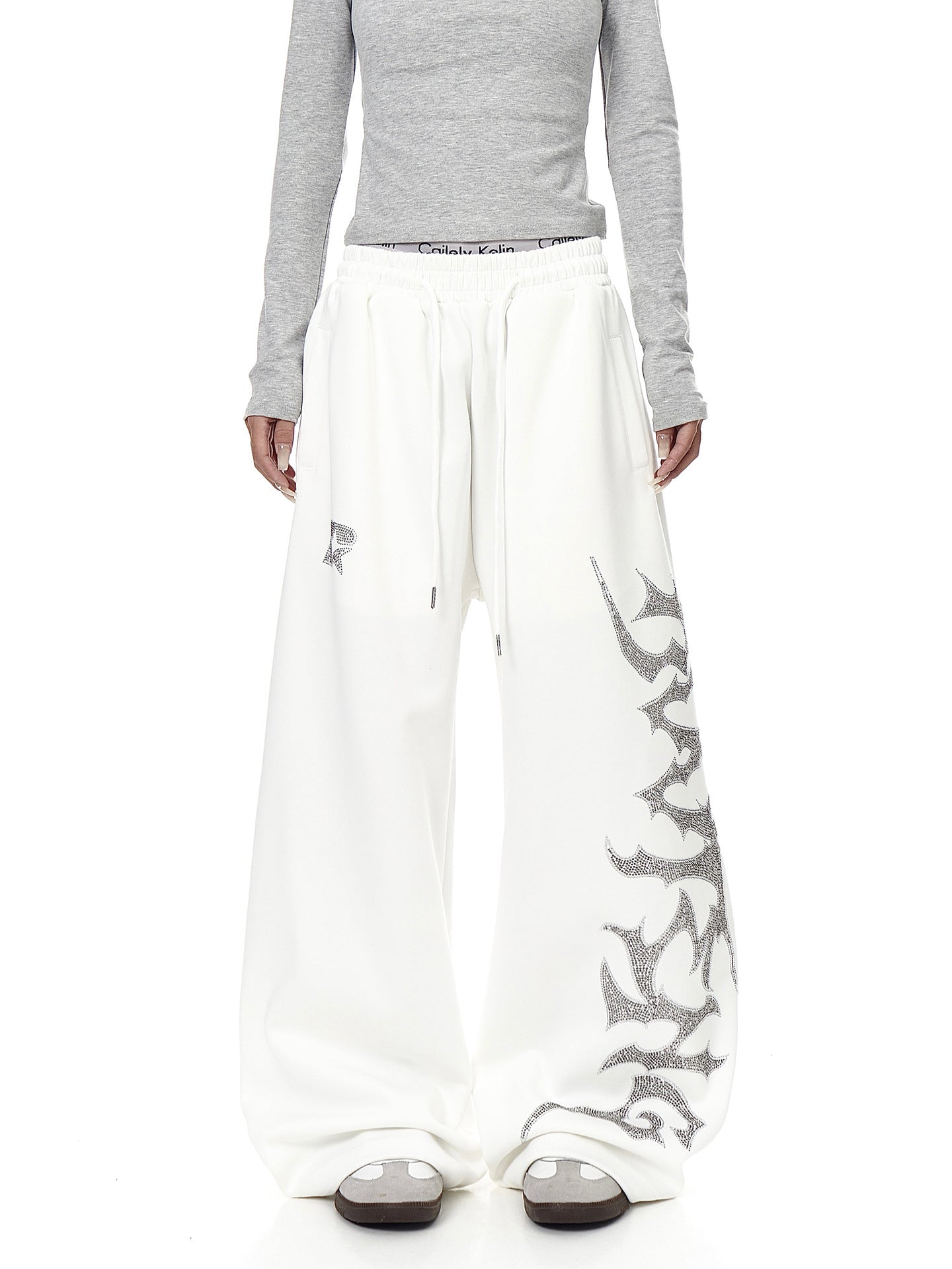Rhinestone Wide Leg Sweatpants