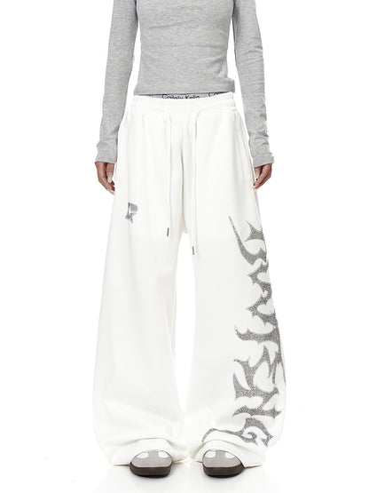 Rhinestone Wide Leg Sweatpants