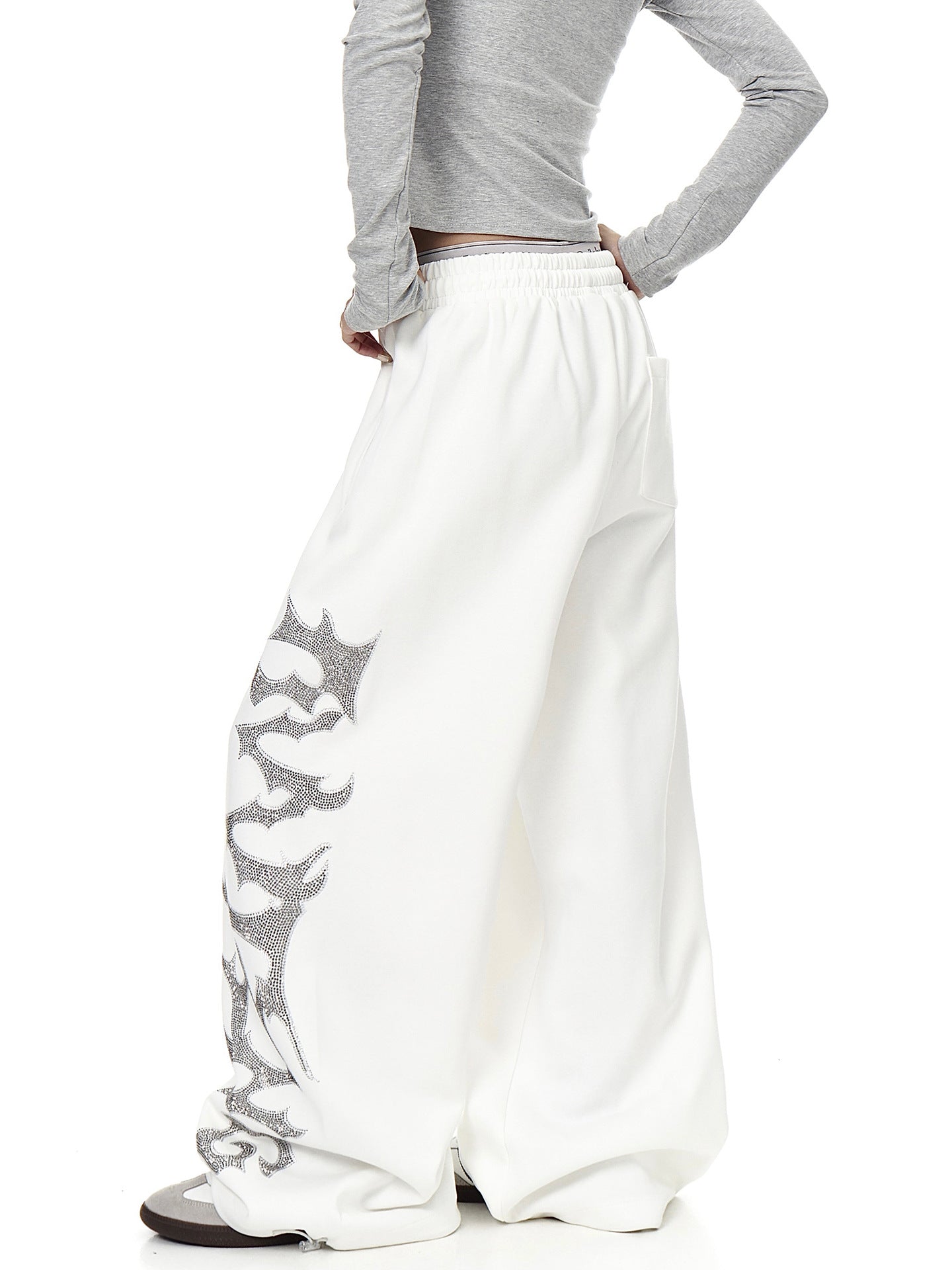 Rhinestone Wide Leg Sweatpants