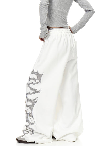 Rhinestone Wide Leg Sweatpants