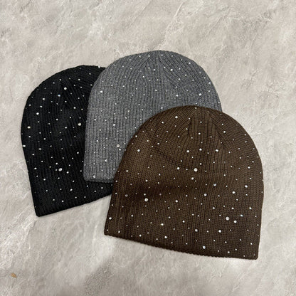 Rhinestone Wool Slouchy Beanie
