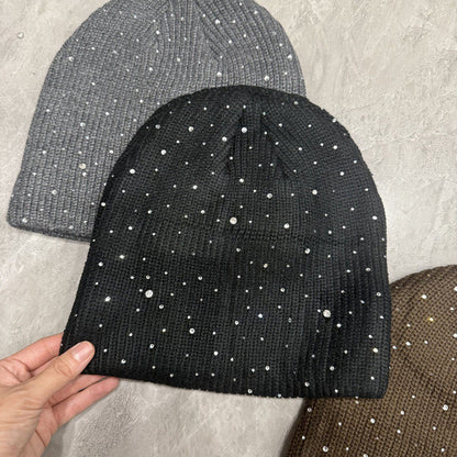 Rhinestone Wool Slouchy Beanie