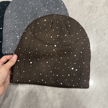 Rhinestone Wool Slouchy Beanie