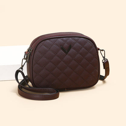 Rhombus Pattern Genuine Leather Crossbody Bag