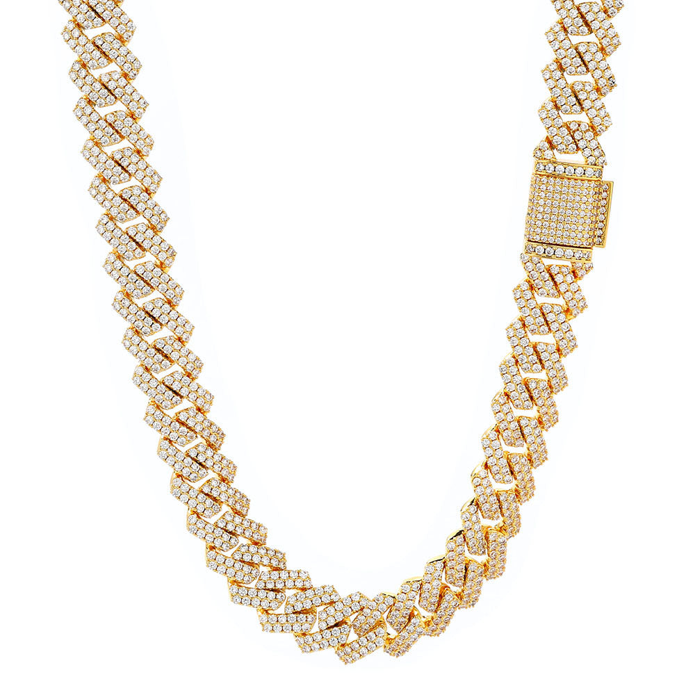 Rhombus Zircon Cuban Chain Necklace