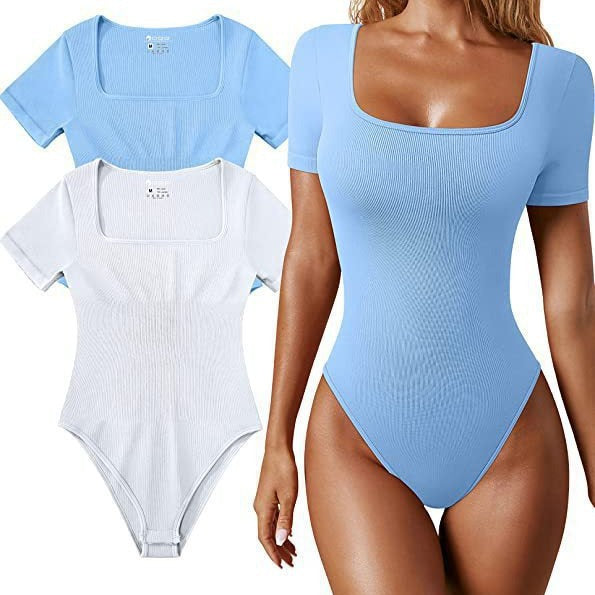 Rib Short-sleeved Sports jumpsuit