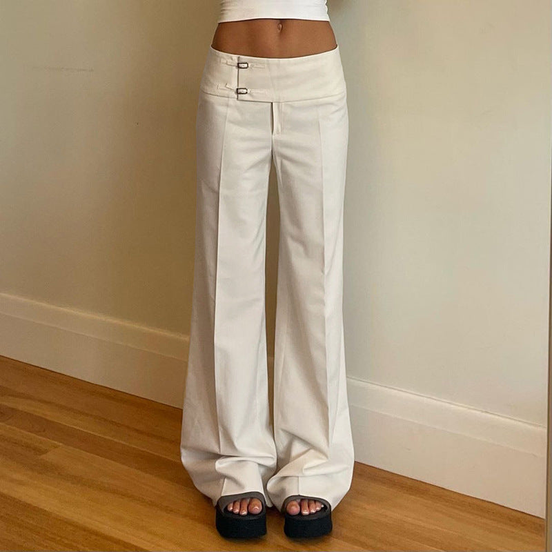 Ribbed Color-Block Low-Rise Denim Pants