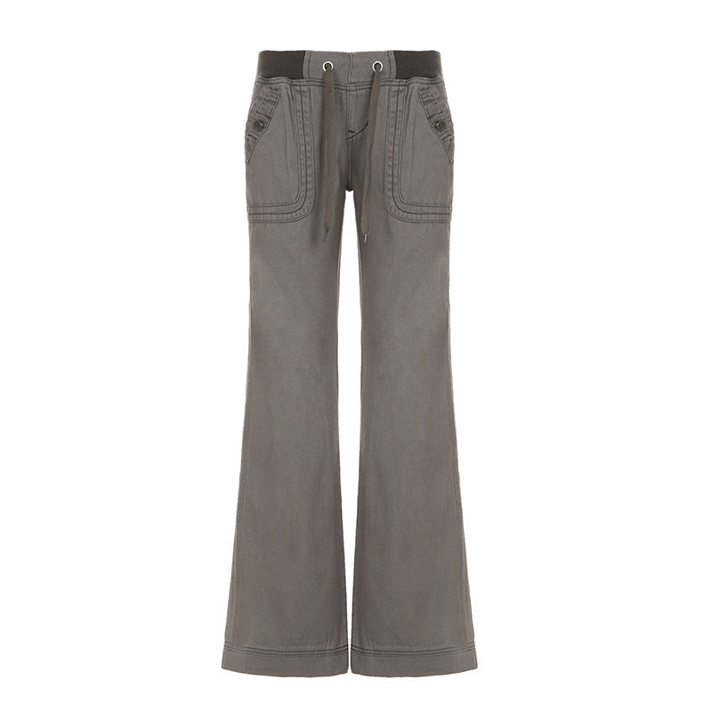 Ribbed Color-Block Low-Rise Denim Pants