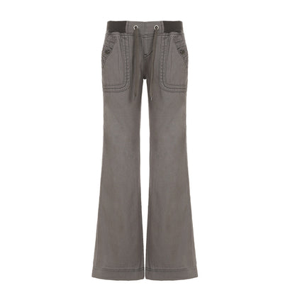 Ribbed Color-Block Low-Rise Denim Pants
