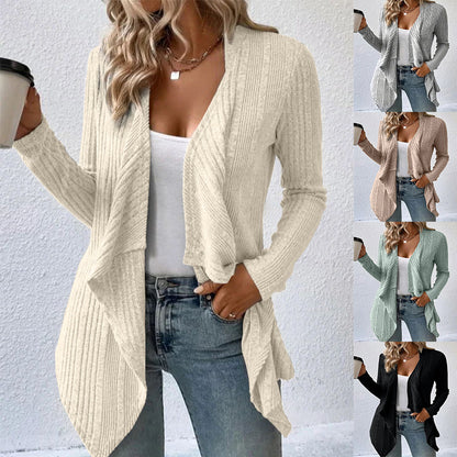Ribbed Knit Cardigan Long Sleeve