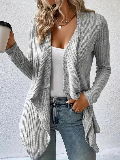 Ribbed Knit Cardigan Long Sleeve