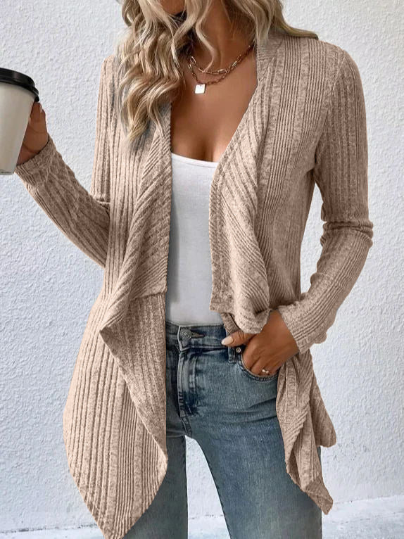 Ribbed Knit Cardigan Long Sleeve