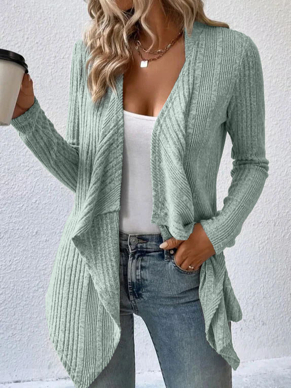 Ribbed Knit Cardigan Long Sleeve