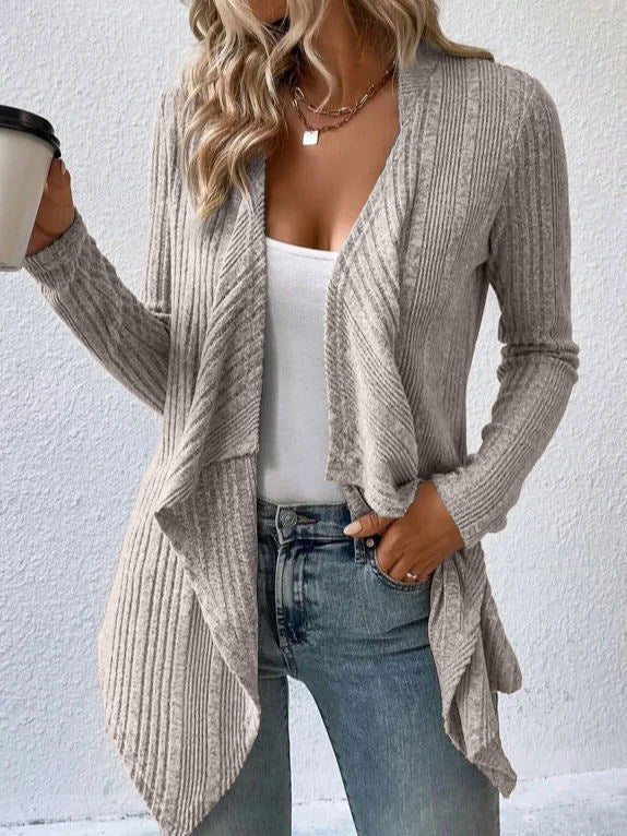 Ribbed Knit Cardigan Long Sleeve