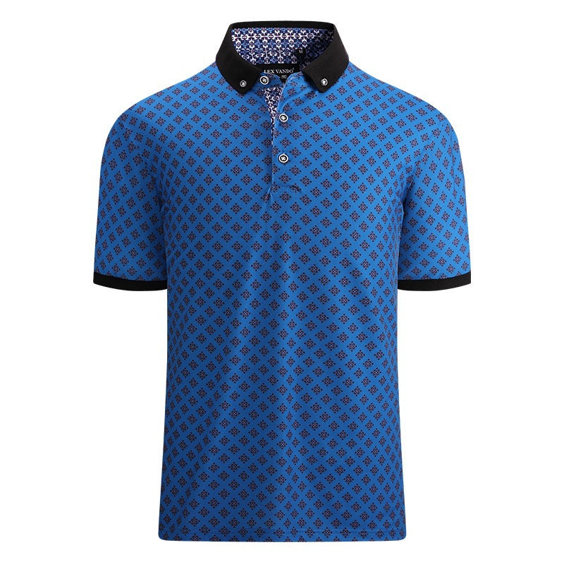 Ribbed Polo Shirt Mens Short Sleeve