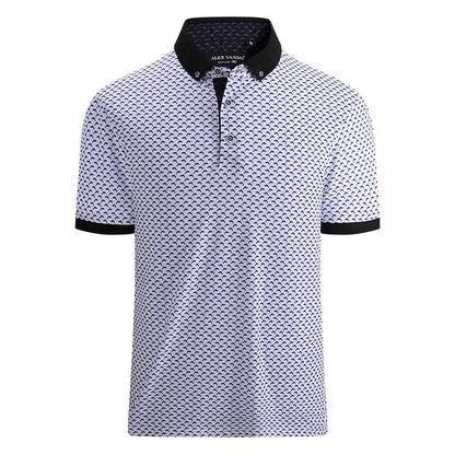 Ribbed Polo Shirt Mens Short Sleeve