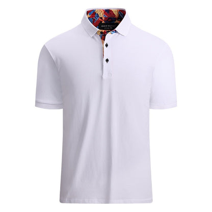 Ribbed Polo Shirt Mens Short Sleeve