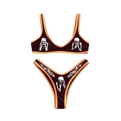 Ribbed printed bikini swimsuit