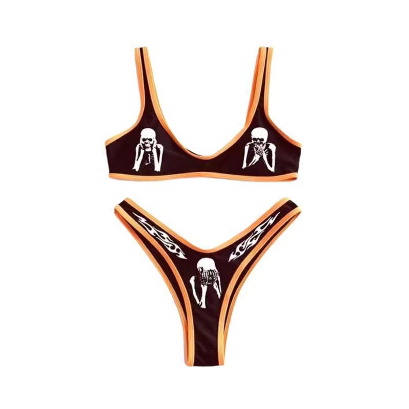 Ribbed printed bikini swimsuit