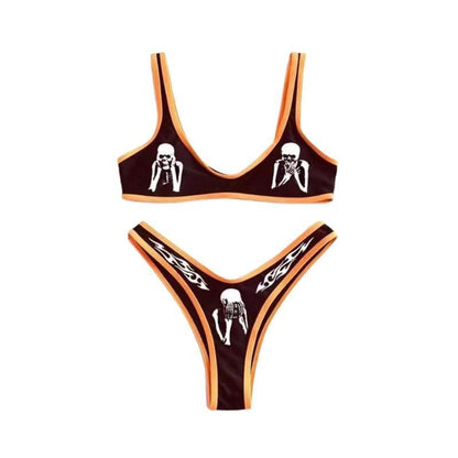 Ribbed printed bikini swimsuit