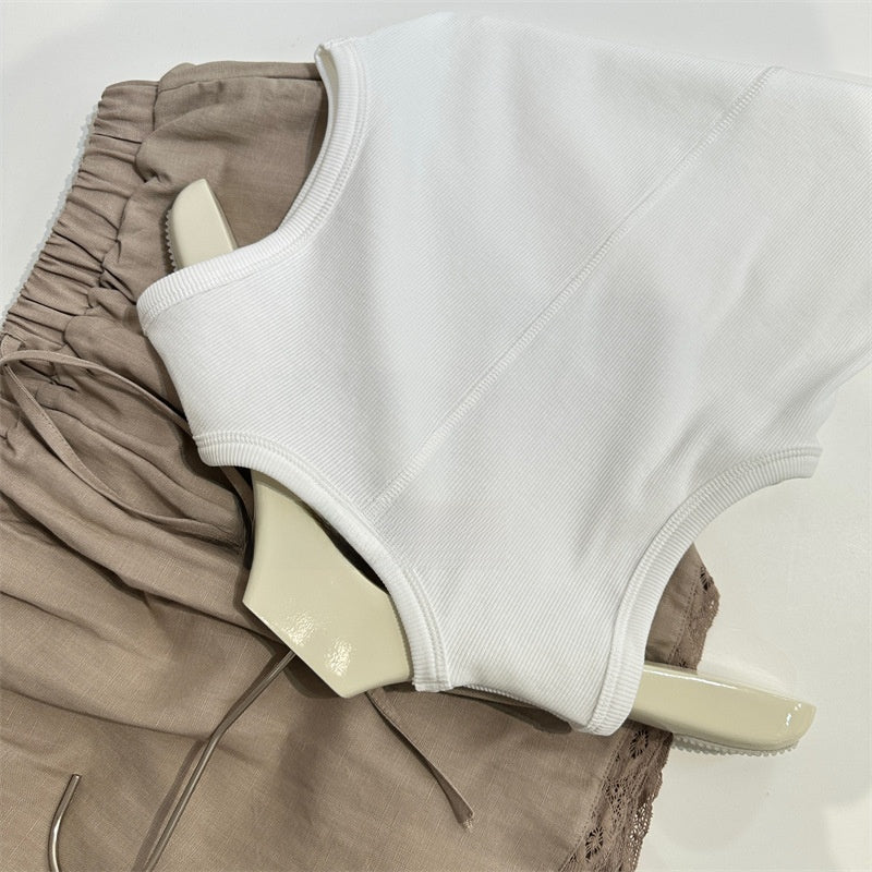 Ribbed Vest with Round Neck