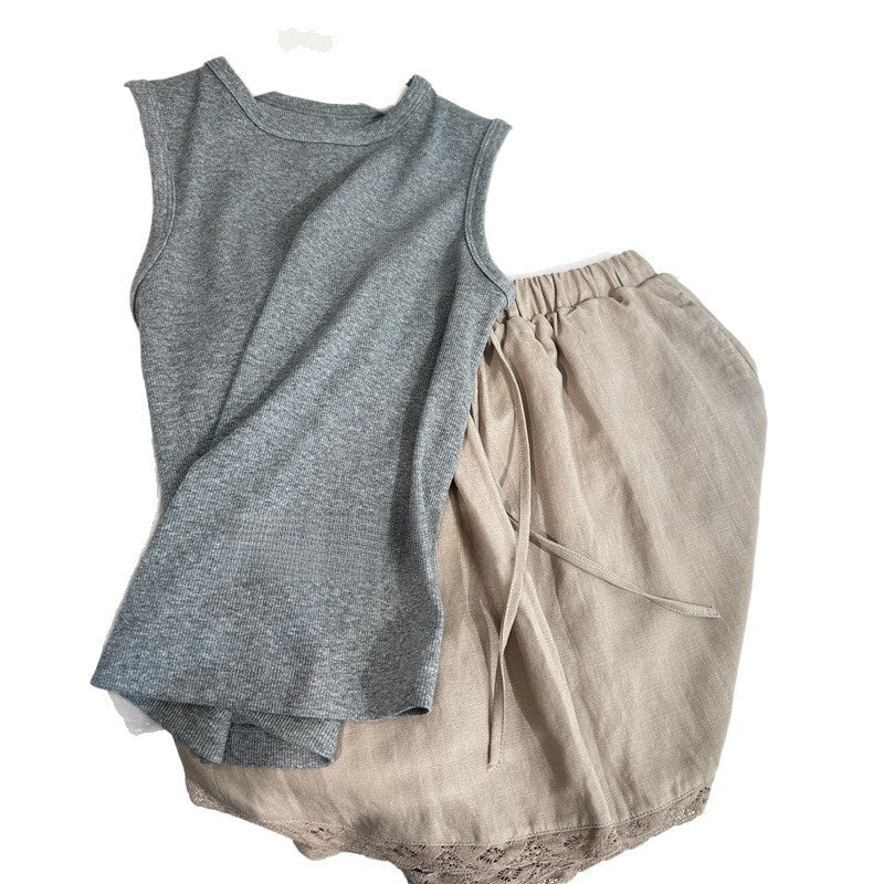 Ribbed Vest with Round Neck