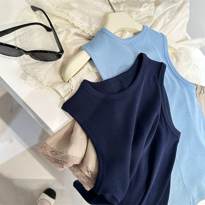 Ribbed Vest with Round Neck