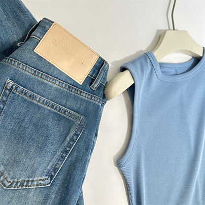 Ribbed Vest with Round Neck