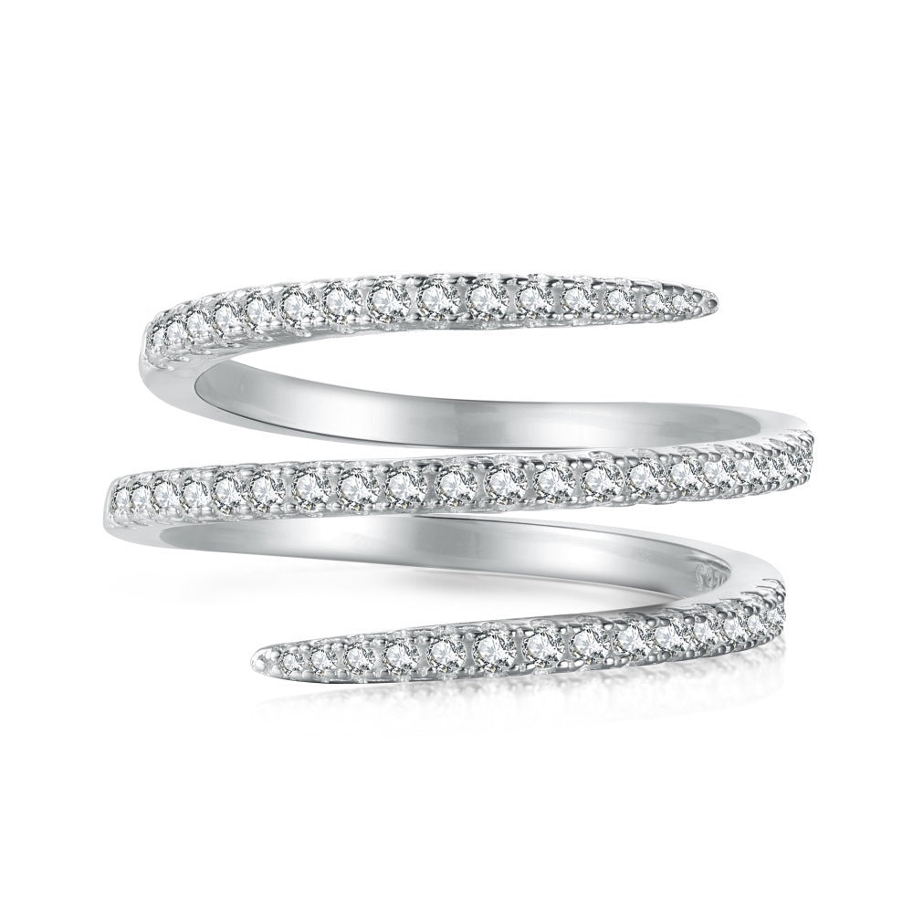 Ring Spiral Full Zircon Inlaid Women Jewelry