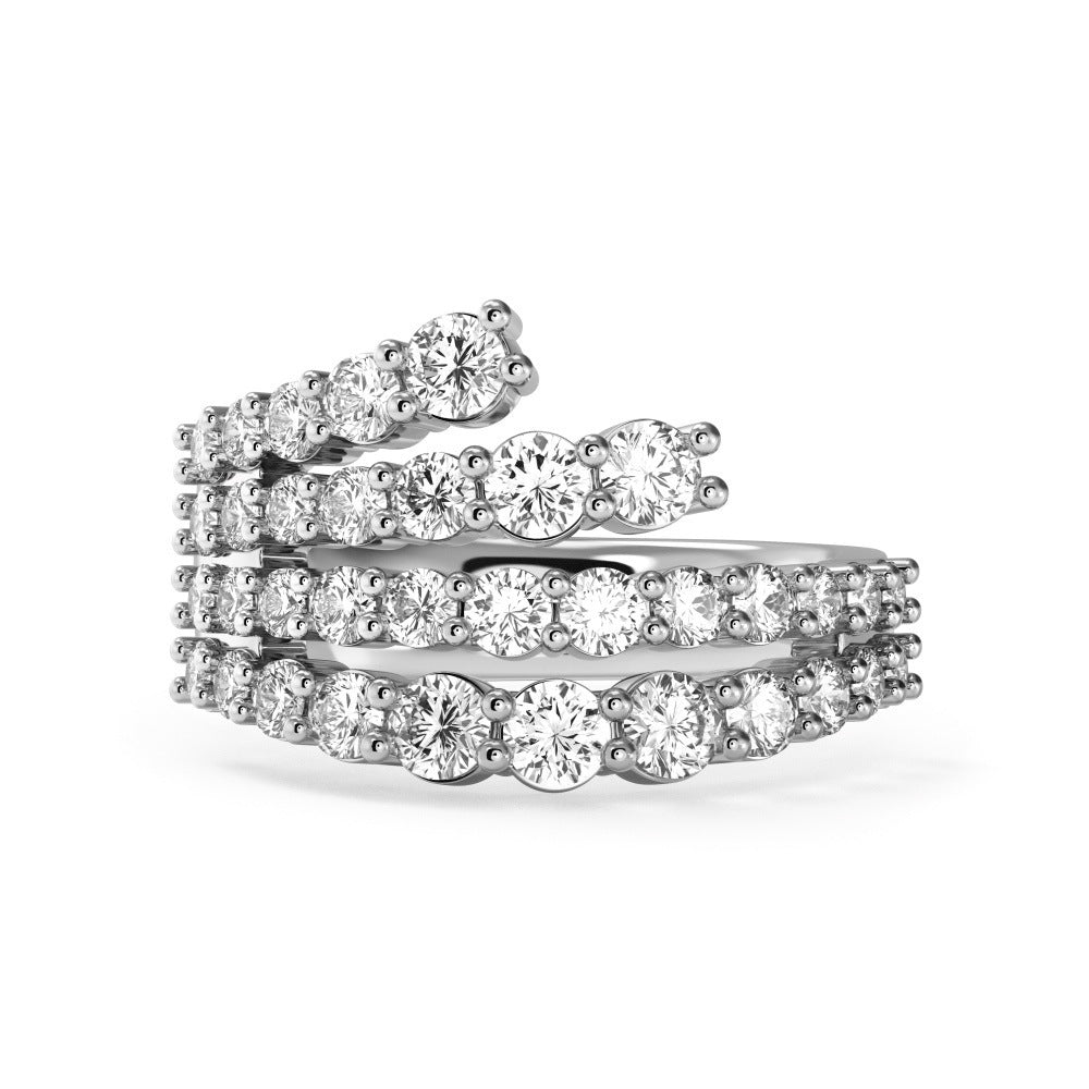 Ring Spiral Full Zircon Inlaid Women Jewelry