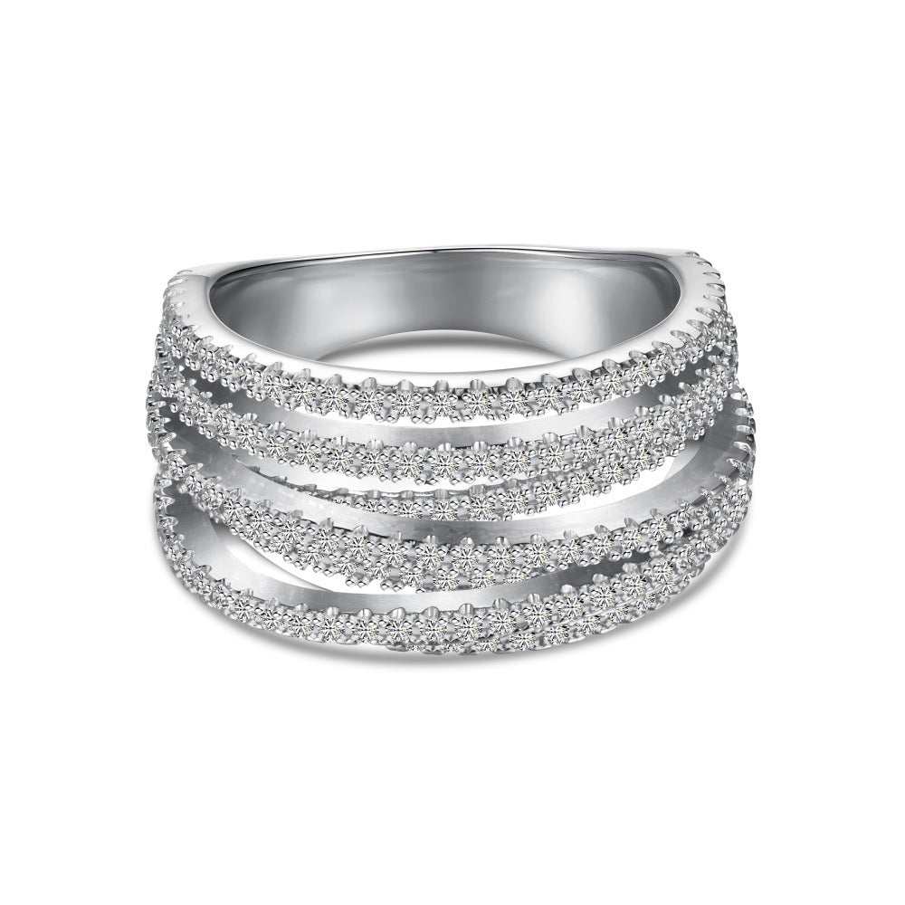 Ring Spiral Full Zircon Inlaid Women Jewelry