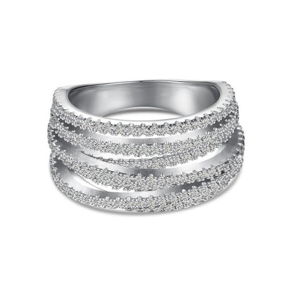 Ring Spiral Full Zircon Inlaid Women Jewelry
