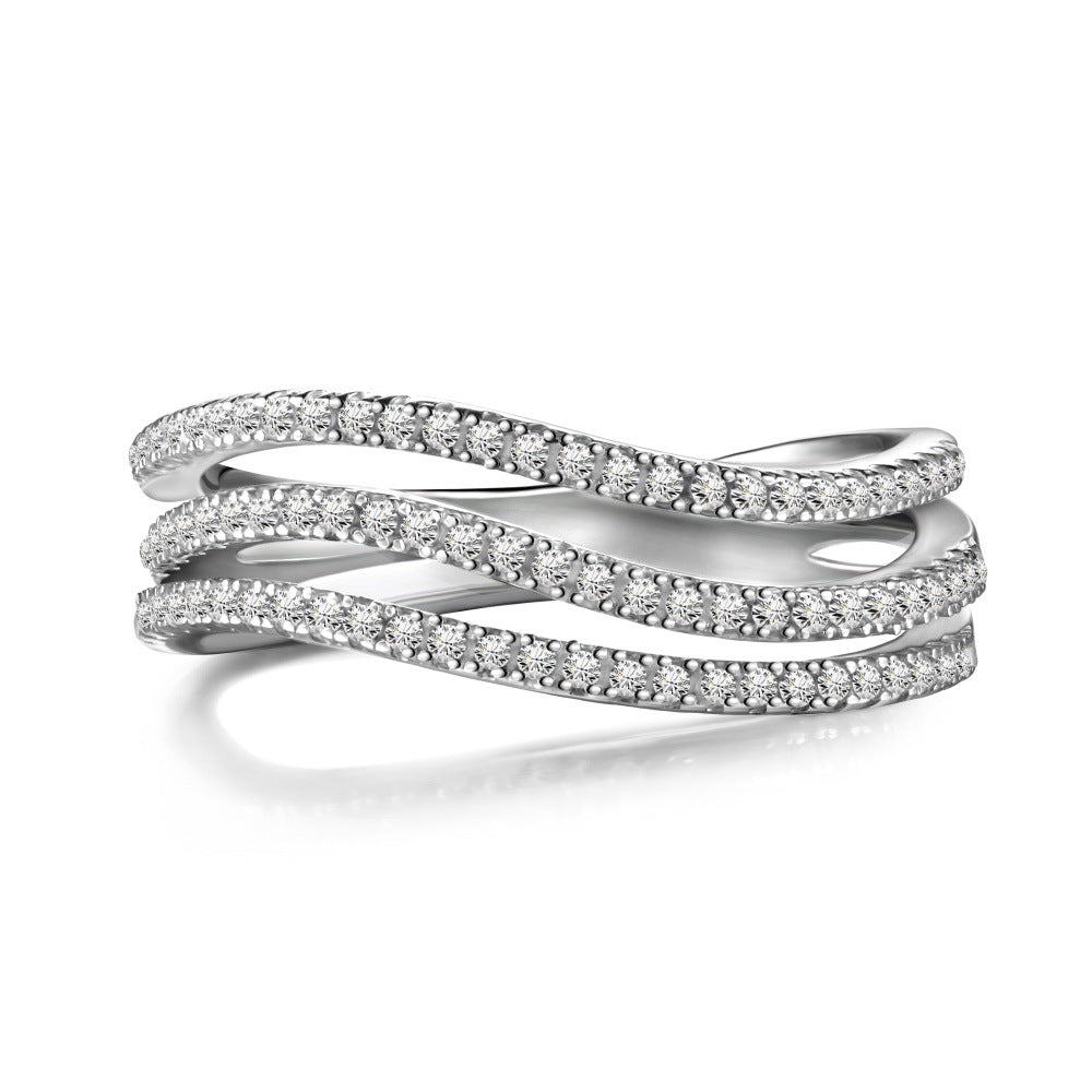 Ring Spiral Full Zircon Inlaid Women Jewelry