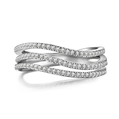 Ring Spiral Full Zircon Inlaid Women Jewelry