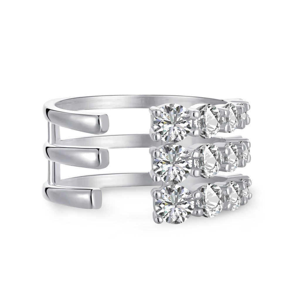 Ring Spiral Full Zircon Inlaid Women Jewelry