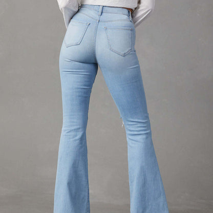 Ripped Jeans Women's Street Hot Girl Flared Trousers