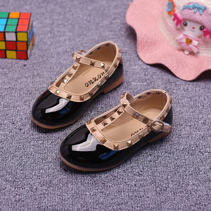 Rivet girls' leather shoes