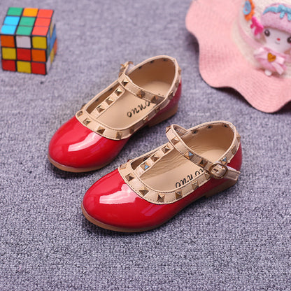 Rivet girls' leather shoes