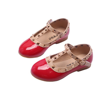 Rivet girls' leather shoes