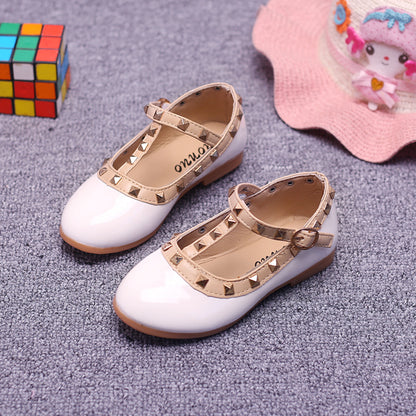 Rivet girls' leather shoes