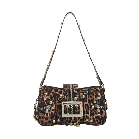 Rivet Leopard Print Crossbody Bag