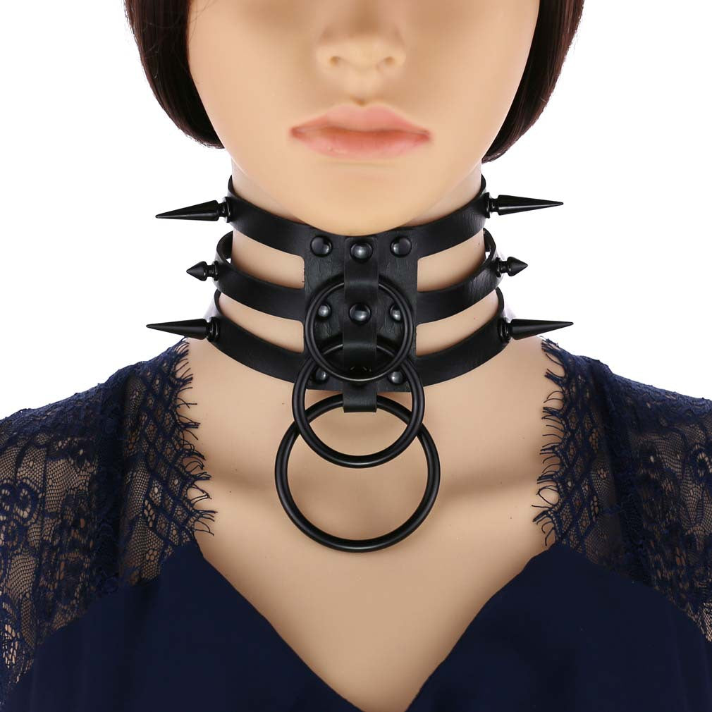 Rivet Spike Adjustable PU Leather Neck Collar