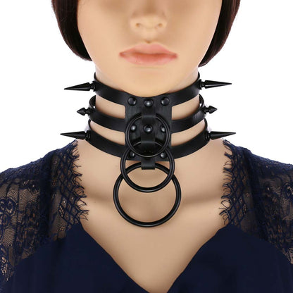 Rivet Spike Adjustable PU Leather Neck Collar
