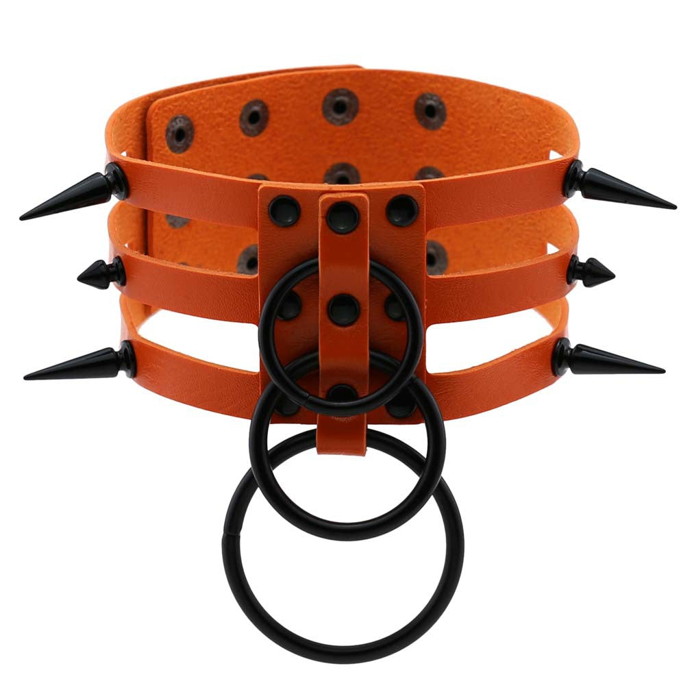 Rivet Spike Adjustable PU Leather Neck Collar